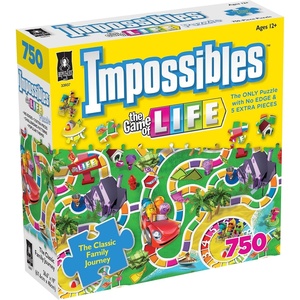 image:imageBePuzzled Hasbro Impossibles Puzzle Featuring Imagery from the Classic Game of Life a 750 Piece Borderless Puzzle for Advanced Puzzlers Ages 15 and Up