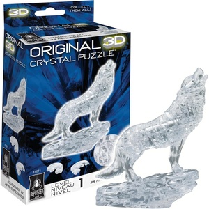 image:imageBePuzzled Original 3D Crystal Jigsaw Puzzle  Wolf Animal Assembly Brain Teaser Fun Model Toy Gift Decoration for Adults amp Kids Age 12 and Up Black 37 Pieces Level 1