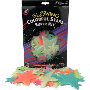 image:imageGlow in the Dark Ceiling Dcor Planets amp Stars with adhesive Ages 5Colorful Stars Super Kit 150 Piece