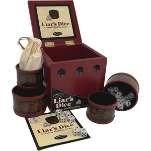 image:imageLiars Dice Bluffing Family Game Set in Wood Case 24 Players Ages 8