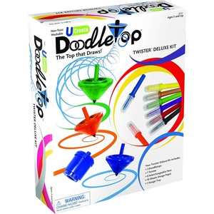 image:imageUCreate Doodletop Twister Deluxe Kit with 1 Design Tray Marker Pens Drawing Games Creative Art Spiral Spinning Top for Kids Age 5 amp Above
